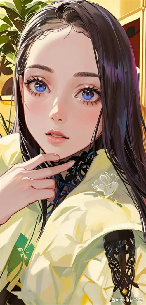 变身动漫角色# 淡黄色的羽绒服,披肩长发,蕾丝边的保暖内衣,阳光照耀