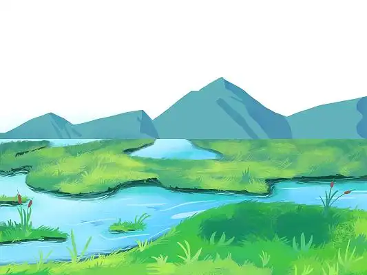 绿水青山大自然飞鸟生态环境保护湿地海报湿地公园湖水与远处的建筑