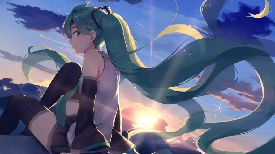vocaloid初音未来漂亮的女孩长头发天空风景动漫女神壁纸