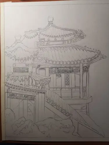 故宫水彩插画