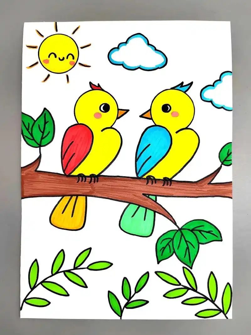 教你用4个数字"2"画两只可爱的小鸟,简单易学,快来试试吧# - 抖音