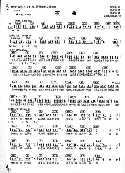 夜曲 歌谱 简谱