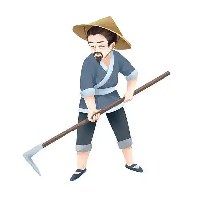 古代人物古风手绘拿锄头劳作的农民人物素材农民元素