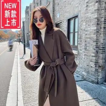 设计师潮牌双面羊绒大衣高端女100纯羊毛2022年新款秋冬中长款流行毛
