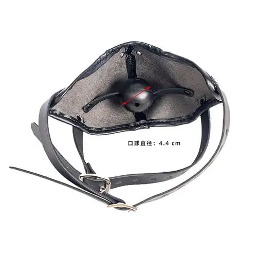 成人情趣女奴面罩超纤皮口罩口球网眼口枷扩口器调教口塞批发