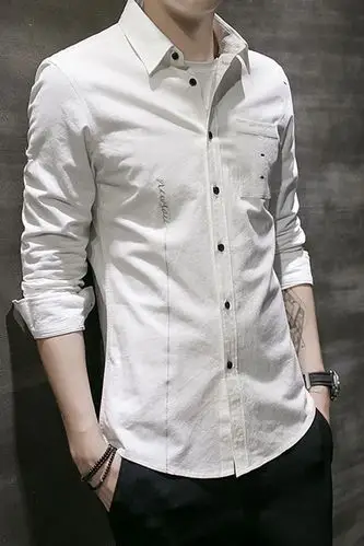 高富帅男装衬衫男士长袖青少年学生帅气休闲纯棉衬衣春季男装韩版修身