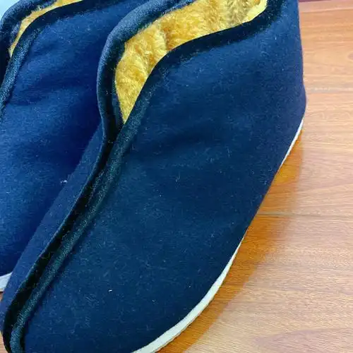 老式棉拖鞋冬季传统手工棉布鞋一脚蹬老人加绒保暖蚌壳北京老棉鞋