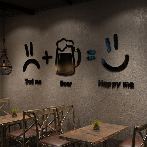 酒吧装饰品场景布置网红打卡背景墙酒馆烧烤饭店墙贴