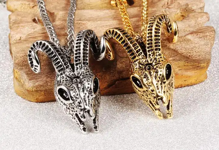 盘羊头骨吊坠 霸气个性男士钛钢项链 时尚外贸首饰批发 gx1001