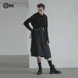 幻象者 设计师原创品牌独立设计男装 山本耀司风可拆卸背带裙子男