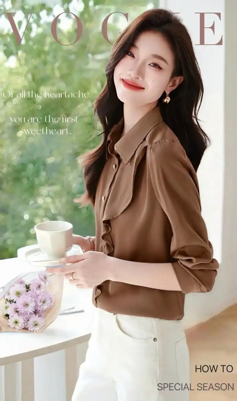 这款通勤优雅荷叶边衬衫真的太美了!2024春季新款,气质宽松显瘦