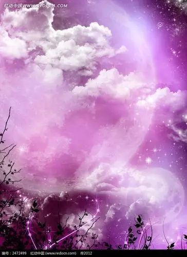 紫色星空的圆月摄影背景