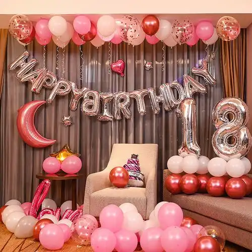 网红派对表白浪漫生日场景布置女孩男装饰装扮气球套装儿童背景墙