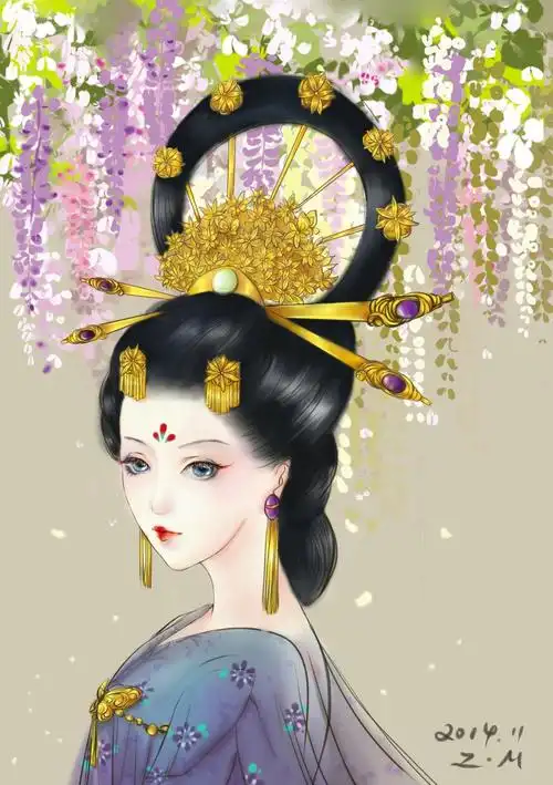古风,手绘,美人,皇后