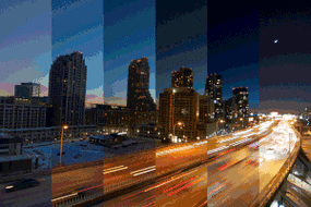 延时摄影 城市 高楼林立 车水马龙 川流不息 昼夜更替