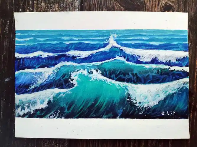 彩铅风景《浪》