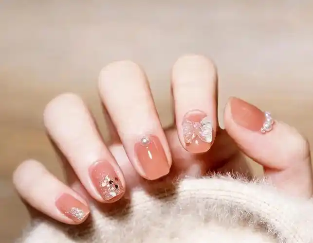 2021新款式冰透温柔显白美甲,图片,短指甲-lomo美甲