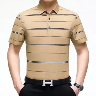 雅戈尔爸爸夏季装中年男士短袖t恤桑蚕丝中老年人宽松翻领polo衫