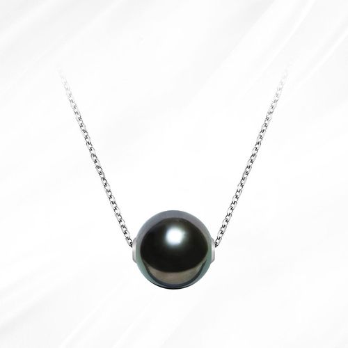 岚珊 黑珍珠项链海水 大溪地黑珍珠路路通项链女锁骨链吊坠单颗送女友