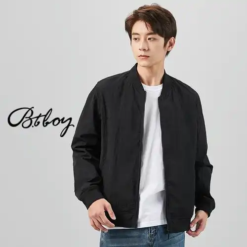 btboy棒球小子秋冬季飞行员棒球服黑夹克休闲风衣外套男ins潮超火