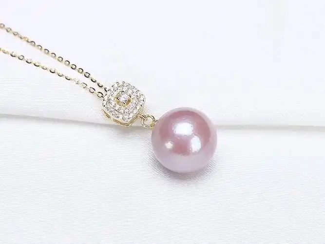 12.6mm正圆形淡水珍珠创意镶嵌吊坠