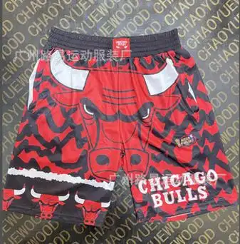 n必a篮球短裤大印花球裤76人 猛龙 森林狼 勇士队 运动球裤口袋裤