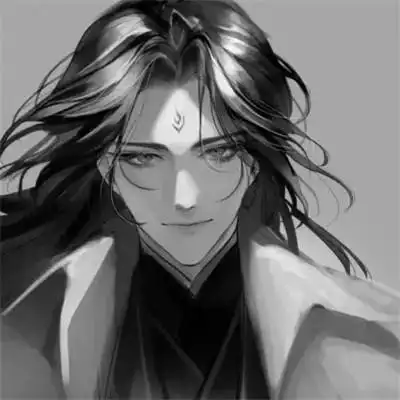 漫画古风男生头像黑白高清图片