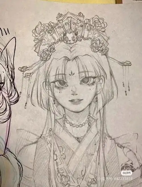 临摹古风少女被我画成恐怖片女主了