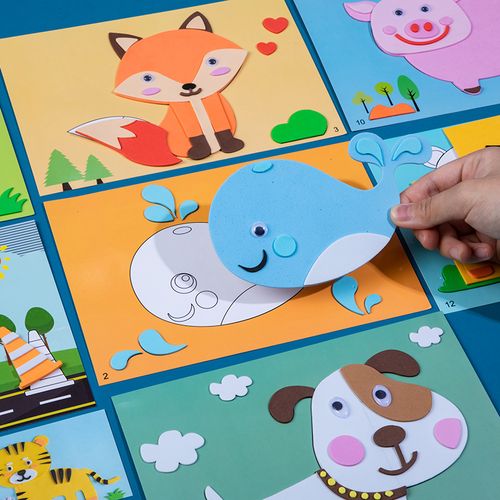 儿童手工eva粘贴贴画diy幼儿园3岁4女孩贺卡3d立体创意玩具材料包