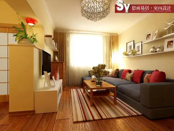 白领 旧房改造 客厅图片来自思雨易居设计在《蓝色的爱》北京60平米老