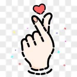 卡通创意mbe风格比心手势元素