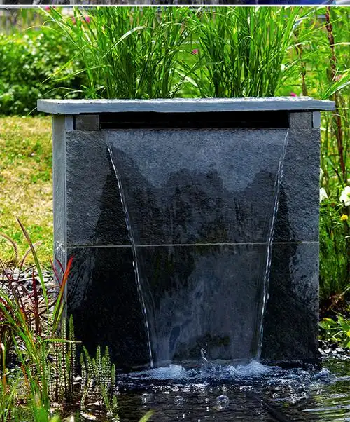 室外瀑布流水大型景观瀑布墙假山水池装饰流水不锈钢出水口订制水泵