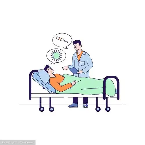 住院病人.病人在病床上在白色背景上孤立的卡通人物.