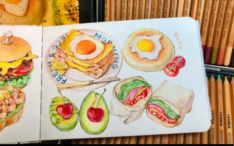 彩铅美食【画早餐】