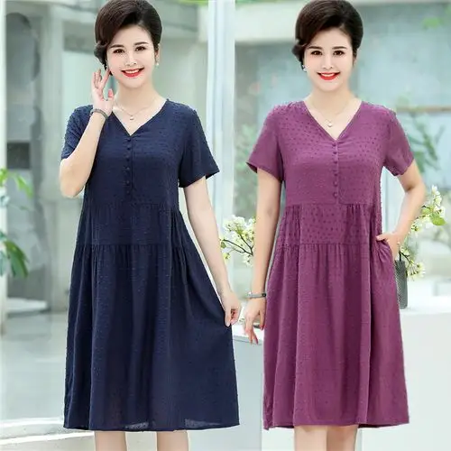 大码中老年女装夏装连衣裙