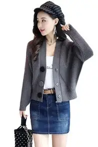 开衫新品宽松时尚毛衣针织衫春装蝙蝠袖女短款小外套潮
