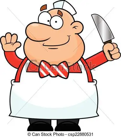 矢量-卡通漫画, 屠夫, 开心