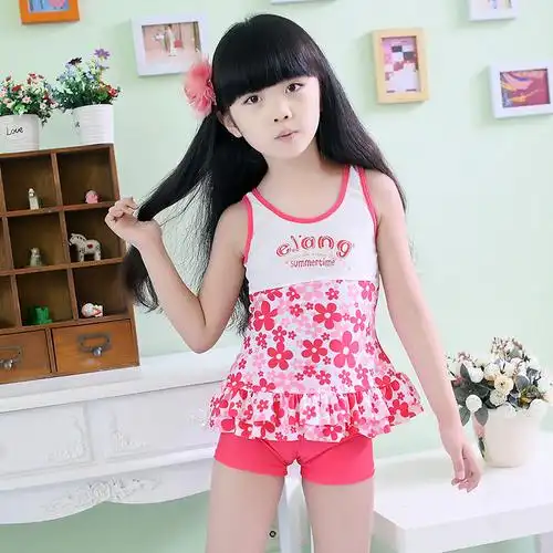 儿童泳衣 女童分体裙 游泳衣中大童女孩幼儿速干女宝宝拼款游泳装