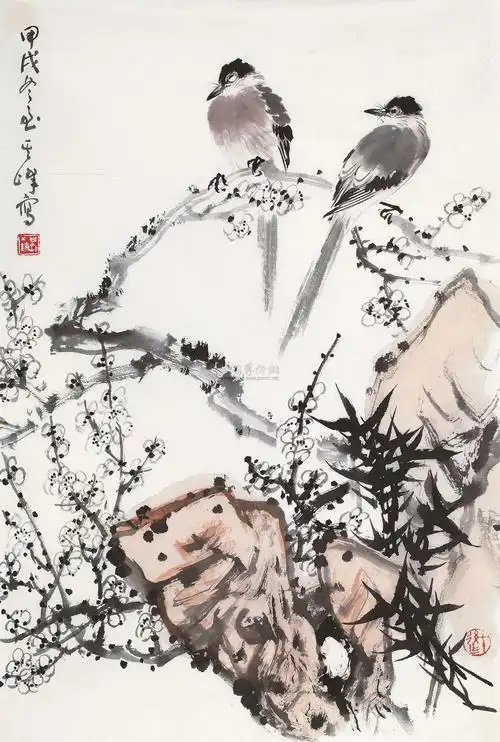 0315 雪梅 镜片 设色纸本