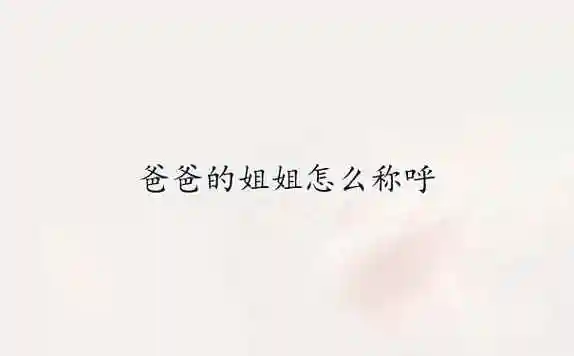 爸爸的姐姐怎么称呼