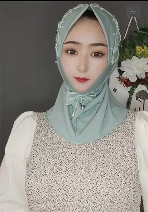 趣得回族女人的套头纱巾头巾新款套头回族女士帽子网红流苏头套盖头