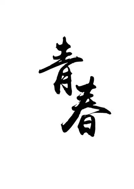 中国风黑色青春毛笔艺术字素材