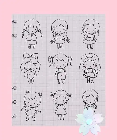 看着真简单简单漂亮长头发小女孩正面全身简笔画小女孩简笔画超级可爱