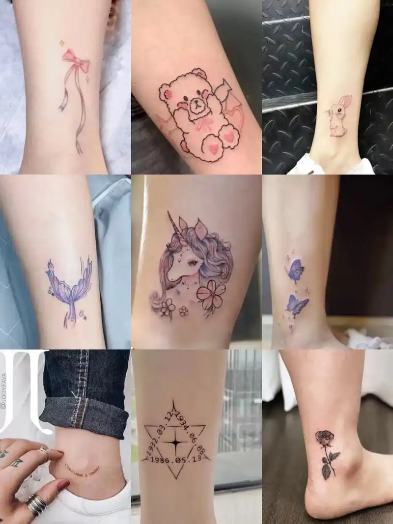 适合女生的脚踝小清新彩绘纹身图案收藏7115 女生纹身|脚踝|小