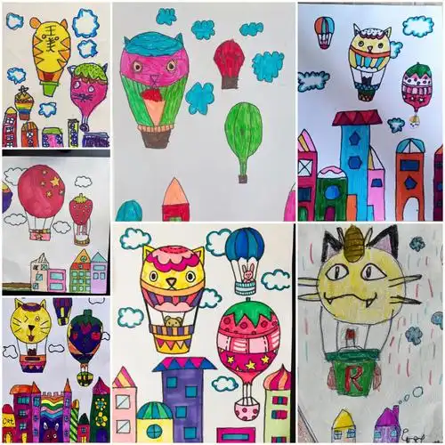 热气球的旅行56岁儿童创意美术