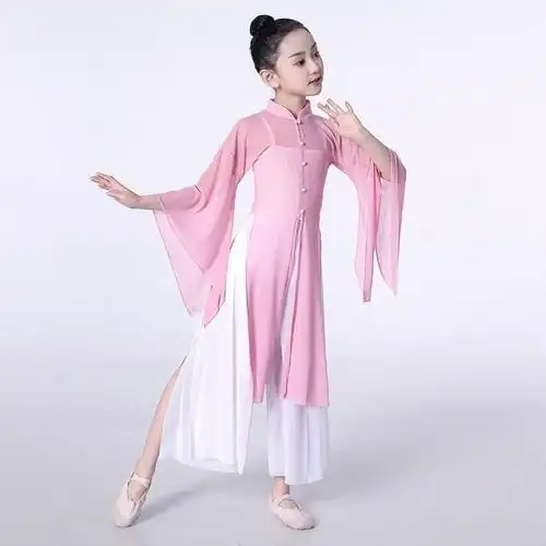 古风舞蹈儿童古典演出服女身韵纱练功艺考汉唐儿童演出服