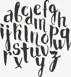 26个英文字母艺术字黑色手写26个英文字母高清图片