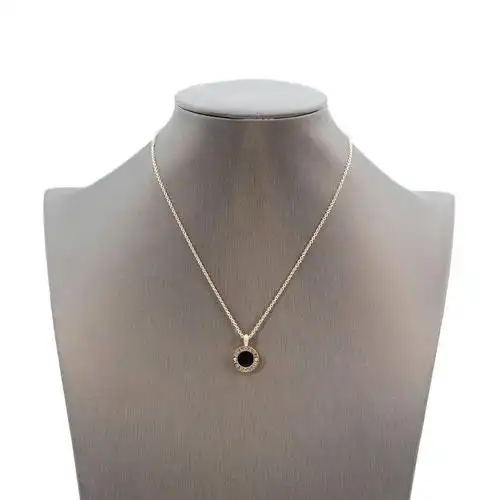 宝格丽18k玫瑰金黑白贝母双面镶钻项链