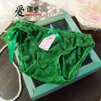 爱诺登夏季蕾丝低腰侧边绑带情趣三角内裤纯色透明性感舒适内裤女士