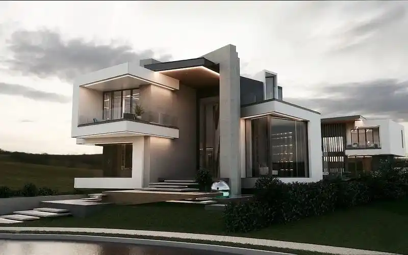 2022轻奢现代风别墅,国际室内设计前沿案例,直线条干脆利落,高端大气